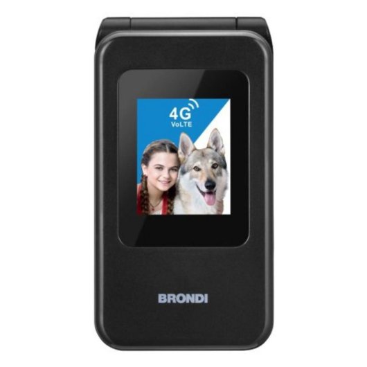 Móvil Plegable Brondi 10281080 4G Dual SIM 2.8" Negro Metálico