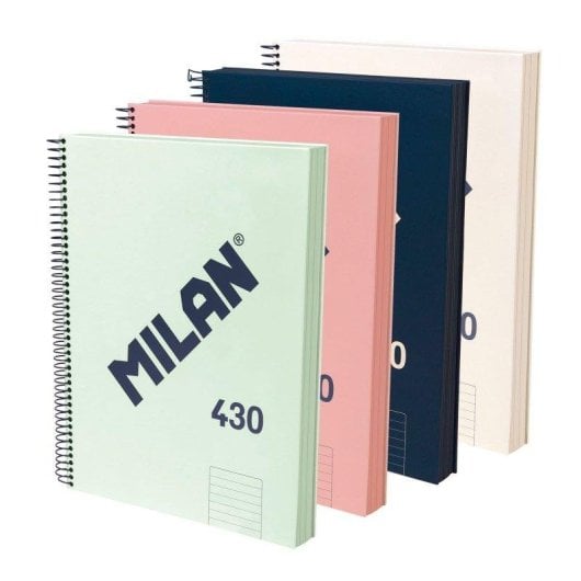 Cuadernos Milan 430 Pack 4 A4 Espiral Tapa Dura 120 Hojas 95g