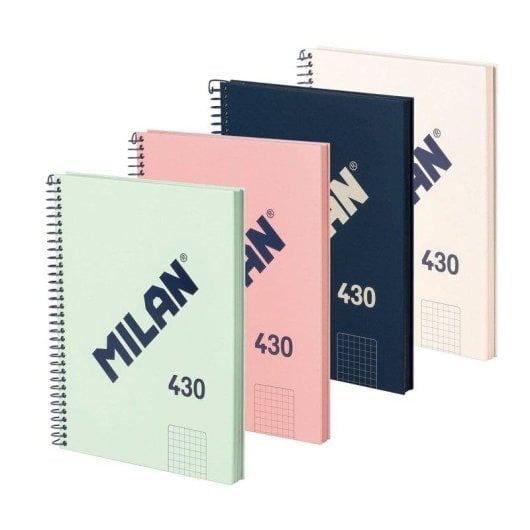 Cuaderno Milan 430 A5 Espiral Tapa Dura Cuadriculado Pack 4 Unidades