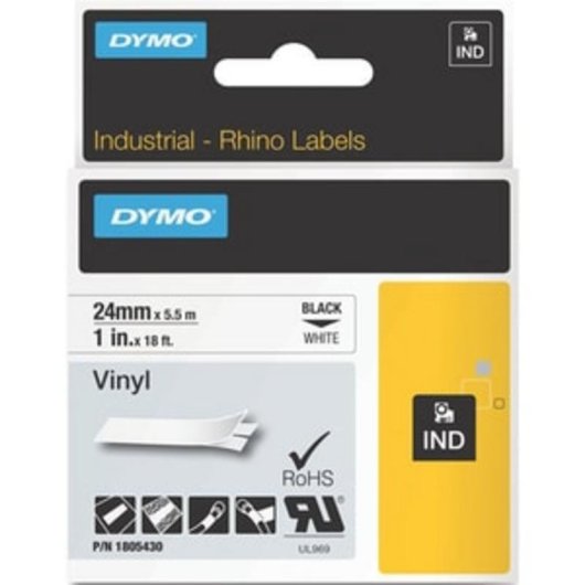 Fita de vinil DYMO Rhino 24 mm x 5,5 m resistente para impressoras