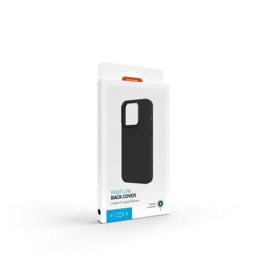 Funda para móvil Fixed MagFlow Cover Silicona Negra Compatible con iPhone 17 6,3"