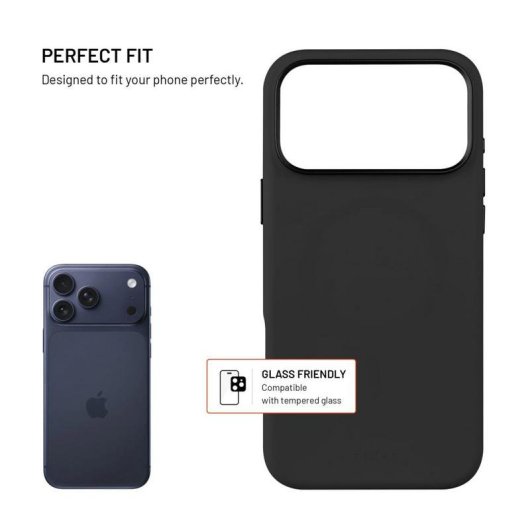 Funda para móvil Fixed MagFlow Cover Silicona Negra Compatible con iPhone 17 Pro Max
