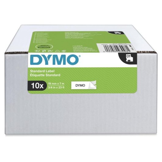 Etichette adesive DYMO D1 bianche 19 mm x 7 m confezione da 10