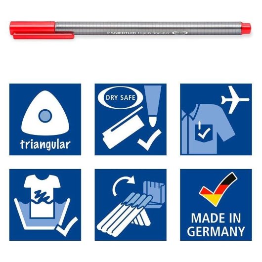 Staedtler Triplus - Conjunto de 10 Canetas Fineliner de Ponta Fina em Cores Variadas