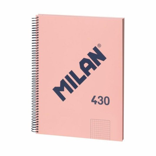 Cahier Milan 430 A4 Couverture Rigide Spirale Papier Quadrillé 80 Pages 95g Rose