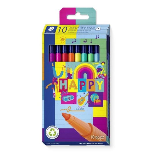 Staedtler Triplus Color - Kit de 10 Canetas de Cor com Ponta de Fibra