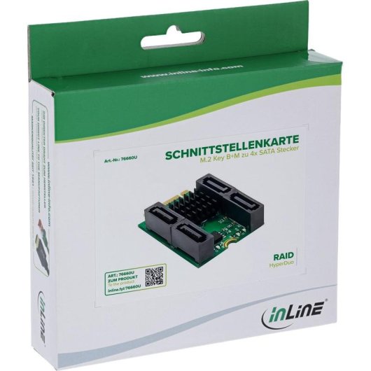 Adaptador InLine M.2 a 4x SATA RAID 6 Gbit/s Marvell 88SE9230