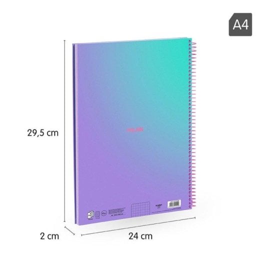 Quaderno Milan Sunset A4 Copertina Rigida 90 Fogli Quadrettati Lilla