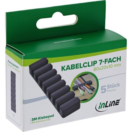 Clip para cable InLine 59971L Universal TPR Negro Autoadhesivo Pack 5