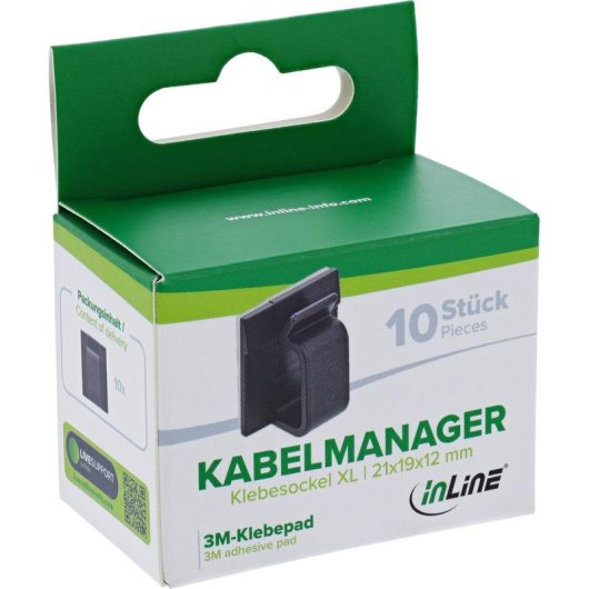 Gancho Soporte Cableado InLine 59971F Autoadhesivo Nylon Negro