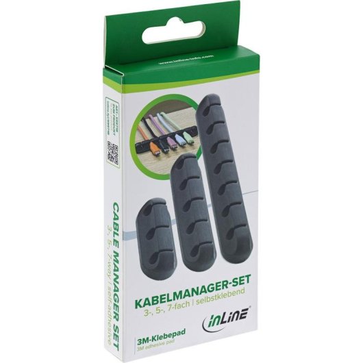 Clip per cavi InLine 59971B Universale TPR Nero Autoadesivo
