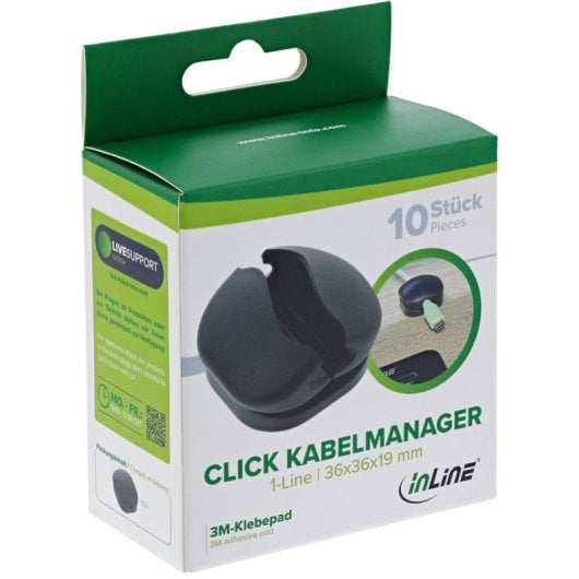 Clip para cable InLine 59971M Universal ABS Negro Autoadhesivo