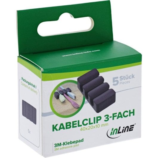 Clip para cable InLine 59971J Universal Negro TPR Autoadhesivo Pack 5 unidades