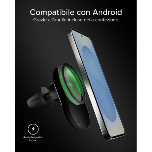 Soporte para coche SBS TESUPPVENTWIRQI215W Carga Inalámbrica 15W Qi2 MagSafe Negro
