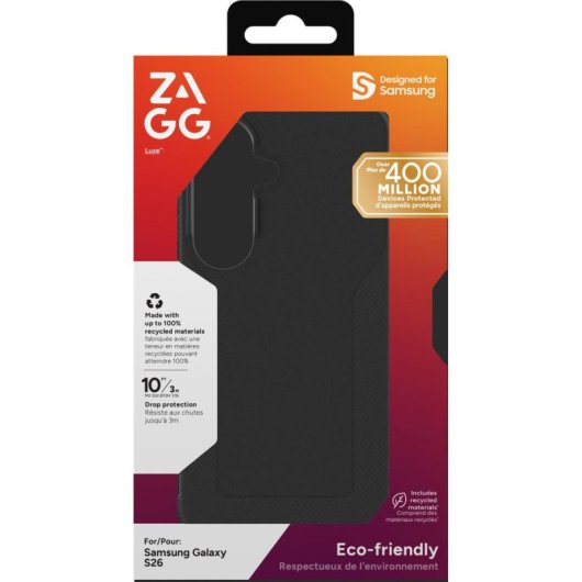 Funda pour mobile Zagg Luxe Cover Graphène Noire protection 3 m pour Galaxy S26+