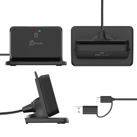 Leitor de cartões inteligentes j5Create JUR261 USB Type-A/Type-C Preto