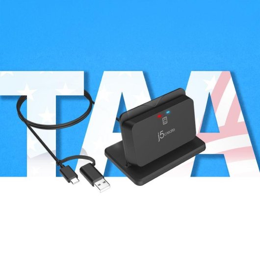 Leitor de cartões inteligentes j5Create JUR261 USB Type-A/Type-C Preto