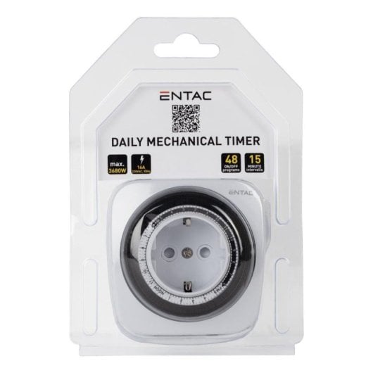 Reloj Temporizador Entac EMTM24-1E 230V 16A 3680W Negro y Blanco