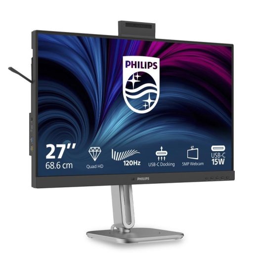 Monitor PC Philips 27B2U4601H 27" Quad HD 120Hz IPS USB-C Webcam Altoparlanti