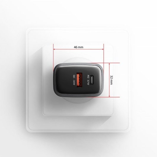 Carregador Axagon ACU-PQ67 67W USB-C e USB-A GaN Carga Rápida