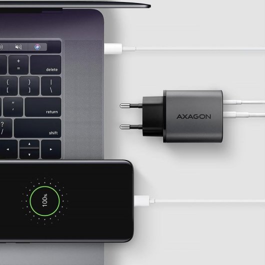 Carregador Axagon ACU-PQ67 67W USB-C e USB-A GaN Carga Rápida