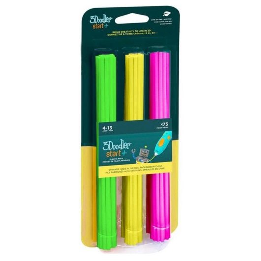 Filamento Plástico Compostable 3Doodler Start EKO Mix Verde Rosa Amarillo 75 piezas