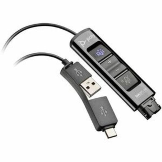 Adaptador Poly DA85-M USB-A y USB-C para auriculares con conexión QD negro