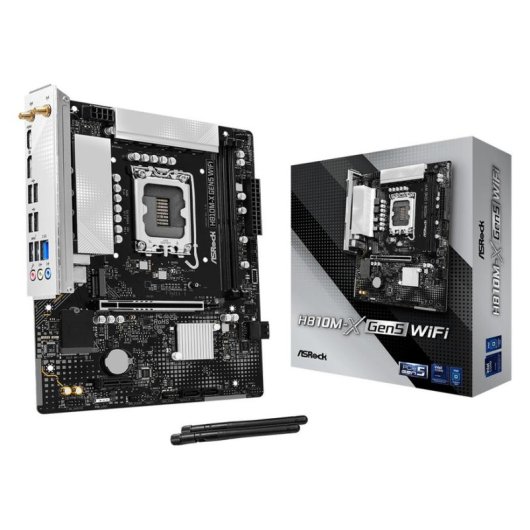 Placa Base AsRock H810M-X Gen5 Intel H810 LGA 1851 DDR5 Micro ATX WiFi 6 2.5GbE M.2 RGB
