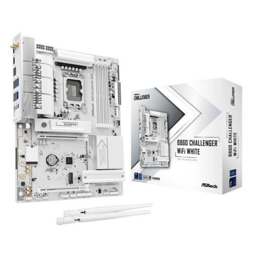 Motherboard AsRock B860 Challenger WiFi White Intel B860 LGA 1851 DDR5 ATX WiFi 7 2.5GbE RAID