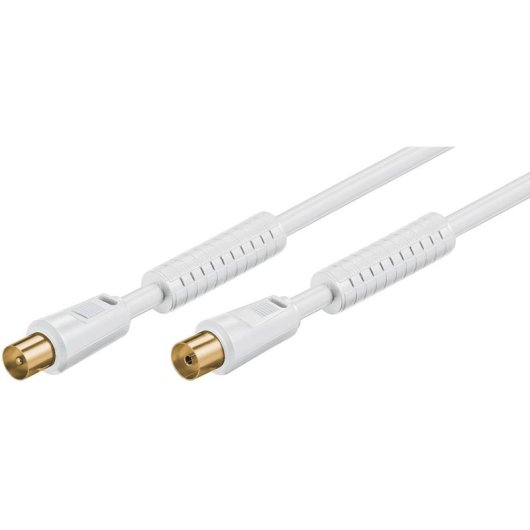 Cable coaxial Goobay 2,5 m macho/hembra blanco para antena de TV