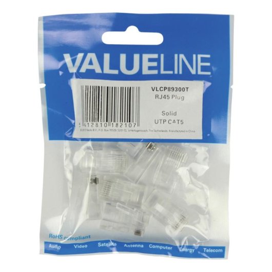 Conectores RJ45 Cat 5e Transparentes Plástico 10 piezas