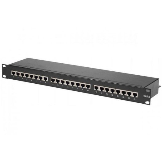 Panel de parcheo Hypertec 257280-HY 24 puertos Cat6 S/UTP 1U Negro