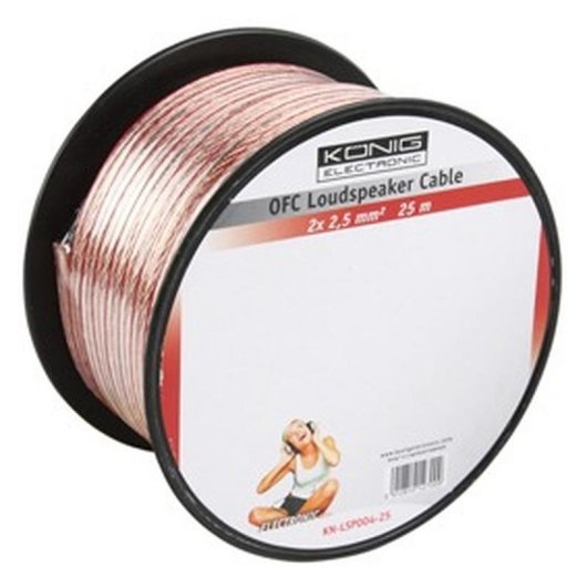 Cavo per altoparlanti 2,5 mm² rame OFC trasparente 25 m