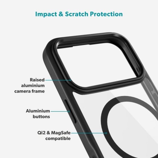 Funda para móvil Epico Acrílico Negra Compatible con iPhone 17 Pro y MagSafe