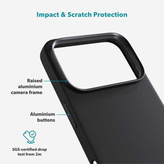 Funda para móvil Epico 94210101300003 rígida aluminio silicona negra compatible iPhone 17 Pro Max