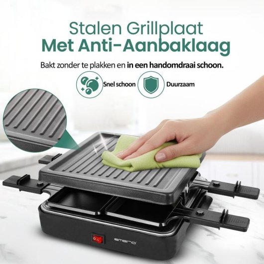 Parrilla Raclette Emerio RG-120656 600W Noir 4 Personnes