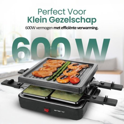 Parrilla Raclette Emerio RG-120656 600W Noir 4 Personnes