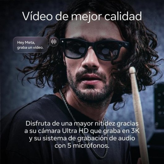 Meta Ray-Ban Wayfarer Gen 2 Gafas Inteligentes Câmara Integrada Altifalantes IA Tradutor Preto Mate