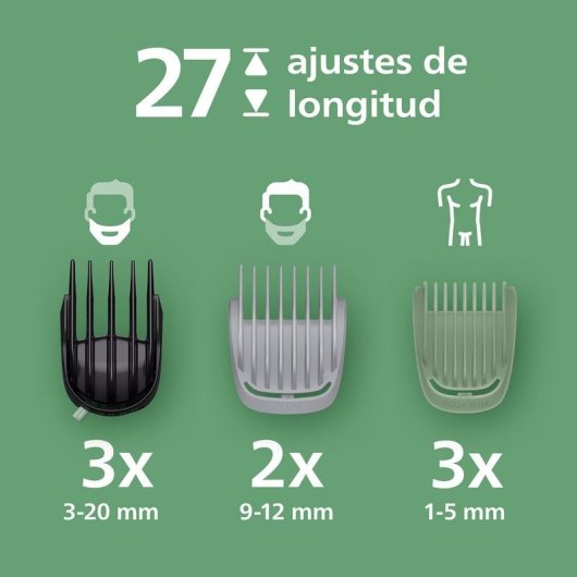 Tagliacapelli Multifunzione Philips MG9558/15 senza Fili 120min 27 Lunghezze 15 Pettini Impermeabile Ricarica Rapida