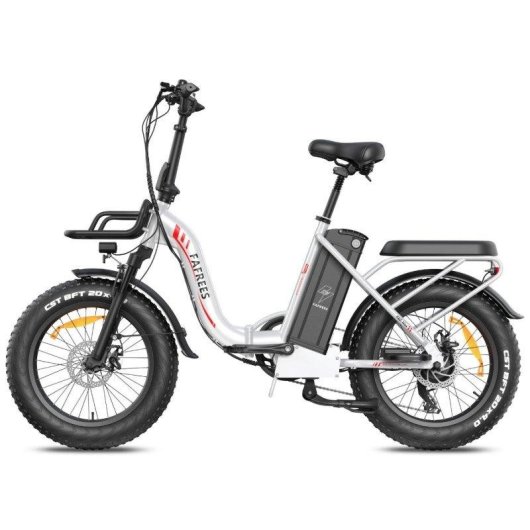 Bicicleta Elétrica Fafrees F20 Max 500W Bateria 48V30ah Pneus 20" Freios a Disco Mecânicos Branca