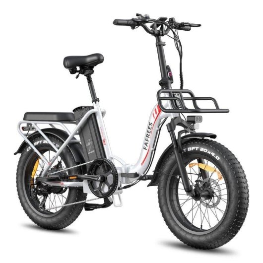 Bicicleta Elétrica Fafrees F20 Max 500W Bateria 48V30ah Pneus 20" Freios a Disco Mecânicos Branca