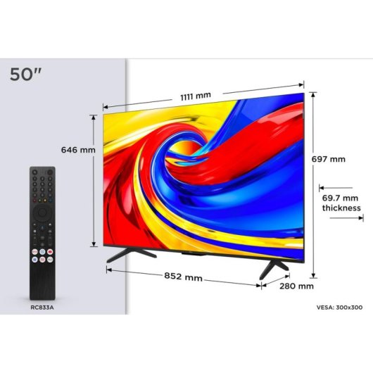 TV TCL QLED QLED780L 50" 4K UltraHD 60Hz Smart TV Google TV HDR10 Game Master