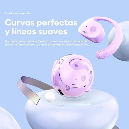 Auriculares Paxa inalámbricos Bluetooth 5.4 Circumaurales abiertos con micrófono morado