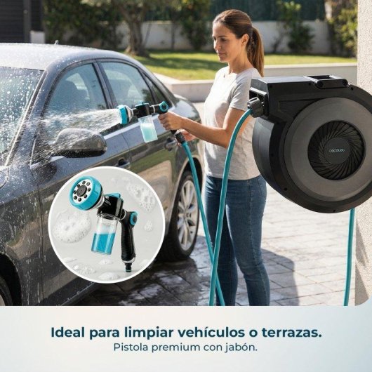 Carrete de Manguera Cecotec Hydroshell 300 Pro 30m con Enrollador Automático