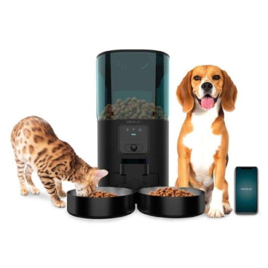 Comedero Automático Mascotas Cecotec Pumba 8600 Double Meal Vision Wifi Cámara
