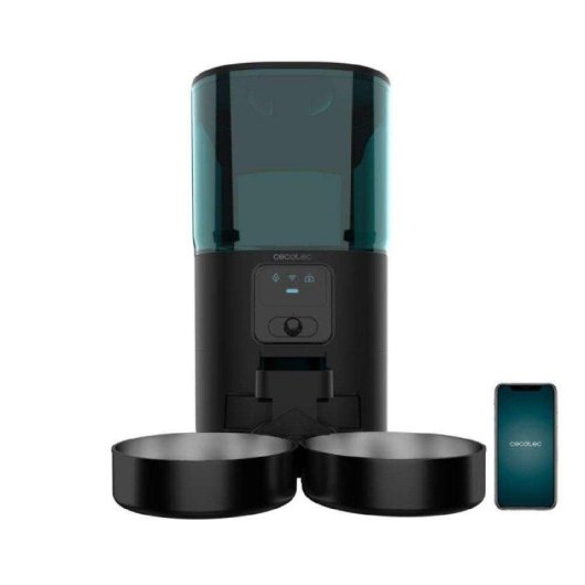 Comedero Automático Mascotas Cecotec Pumba 8600 Double Meal Vision Wifi Cámara