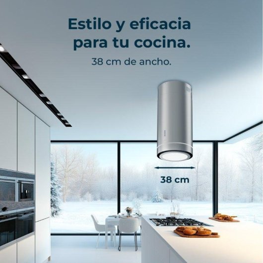 Campana extractora Cecotec Bolero Flux Ire 388000 Isla 38cm Inox A++ Booster