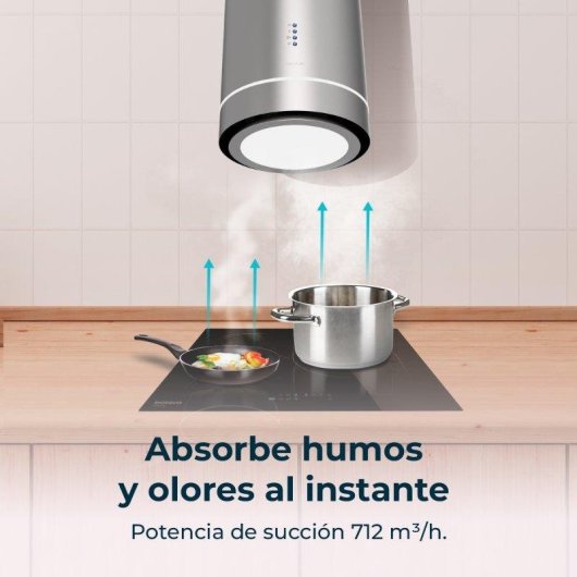 Campana extractora Cecotec Bolero Flux Ire 388000 Isla 38cm Inox A++ Booster