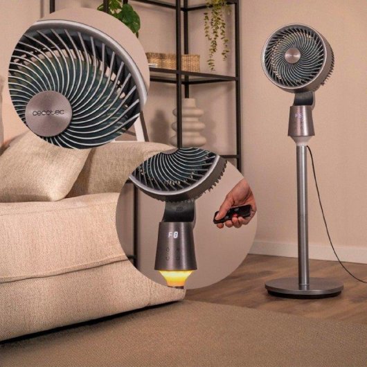 Ventilador de Pie Cecotec EnergySilence 1500 Cyclone Chantal 50W 8 Velocidades con Luz LED Temporizador Aromatizador