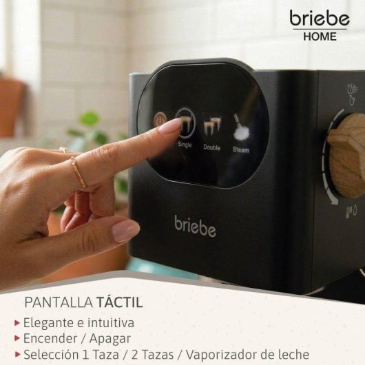 Cafetera Espresso Briebe Nordic 1,2L con pantalla táctil y 20 bares, vaporizador, cápsulas compatibles